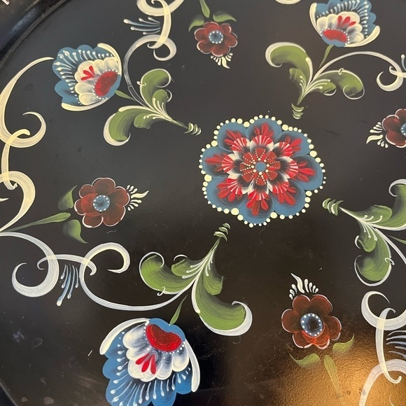 Vintage Métal Hand-painted Floral Tray - Picture 3 of 8